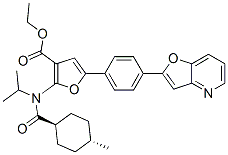 960521-62-4,3-Furancarboxylic  acid,  5-(4-furo[3,2-b]pyridin-2-ylphenyl)-2-[[(trans-4-methylcyclohexyl)carbonyl](1-methylethyl)amino]-,  ethyl  ester