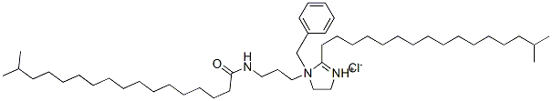 97338-27-7,1-benzyl-4,5-dihydro-2-isoheptadecyl-1-[3-[(1-oxoisooctadecyl)amino]propyl]-1H-imidazolium chloride