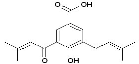 4-Hydroxy-3-(3-methyl-2-butenoyl)-5-(3-methyl-2-butenyl)benzoic acid